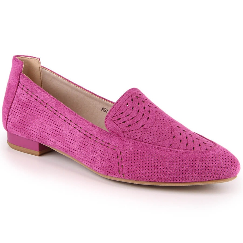 Pantofi slip-on de damă din piele intoarsa fucsia Jezzi ASA151-18 roz