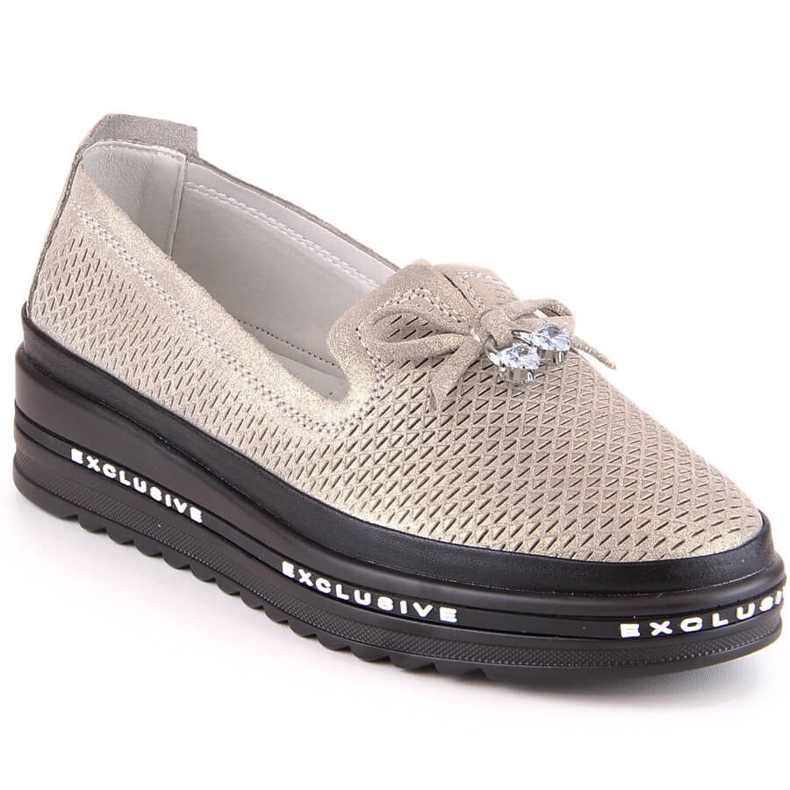 S.Barski AL22400 pantofi de damă din piele confortabili, aurii de aur