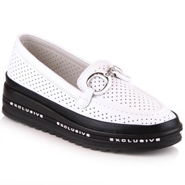 Pantofi slip-on ajurat confortabil din piele alb S.Barski LR27750 Pantofi slip-on ajurat confortabil din piele alb S.Barski LR27750