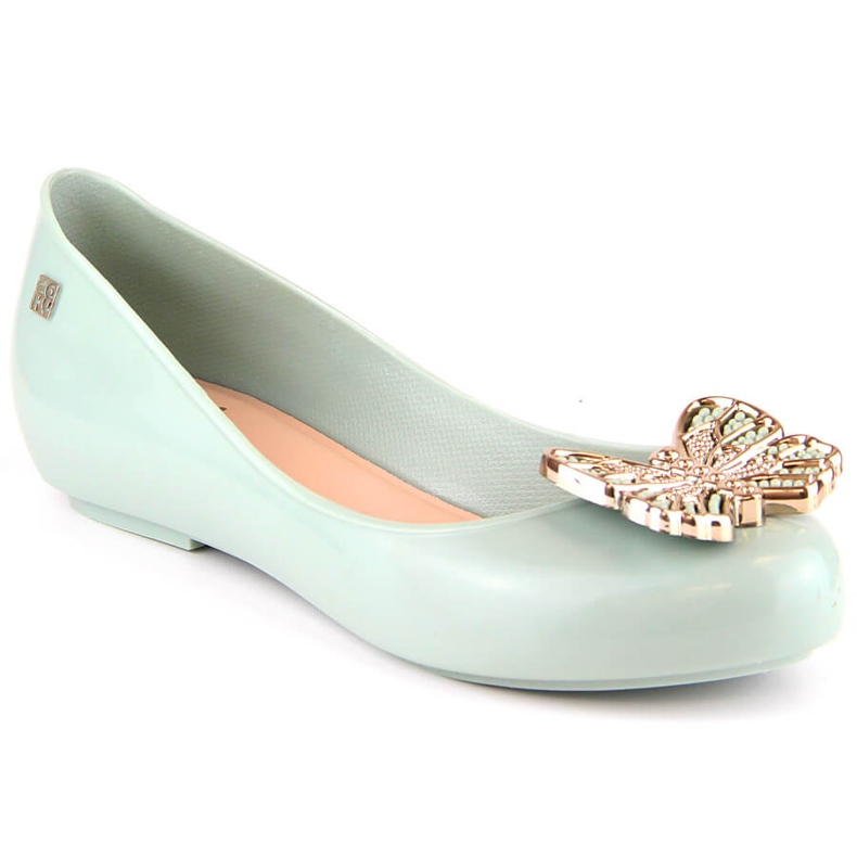 Balerini elastici confortabili, parfumați, cu fluture verde Zaxy LL285017