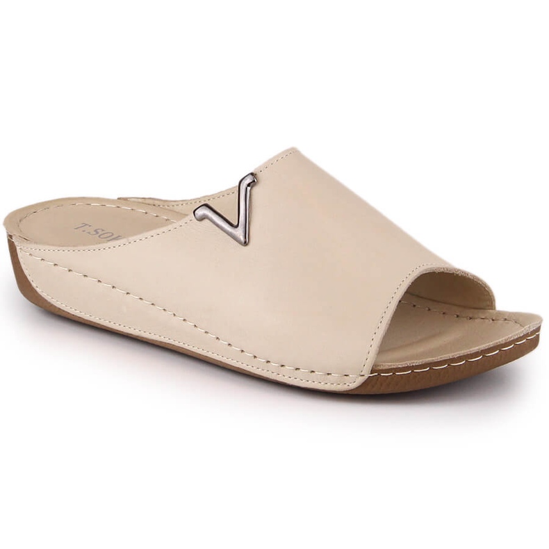 Papuci papuci de dama piele bej T.Sokolski L22-301