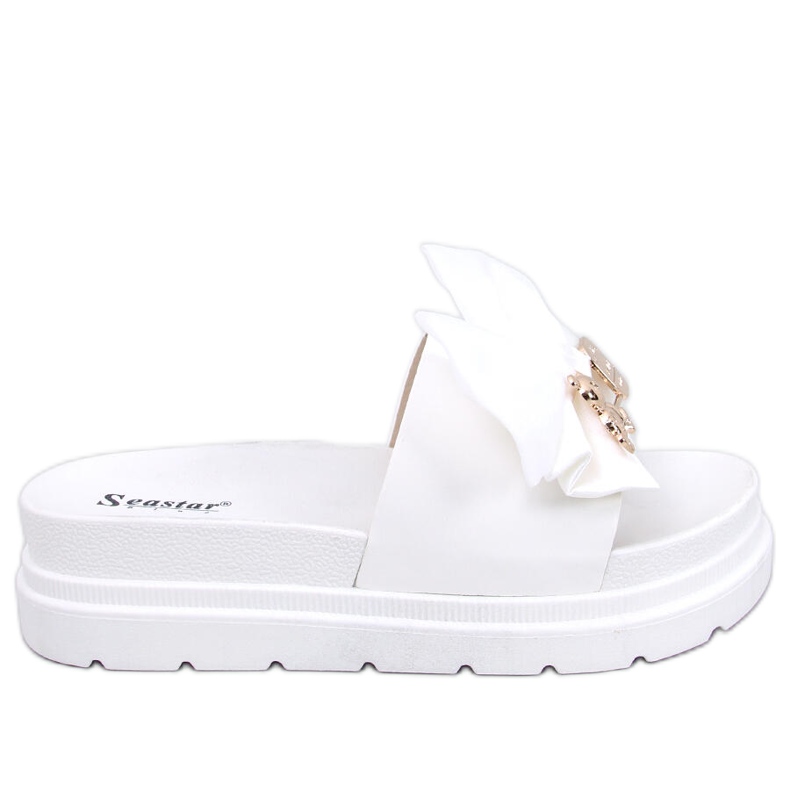 BM Papuci cu platforma Teddy White Teddy Bear alb