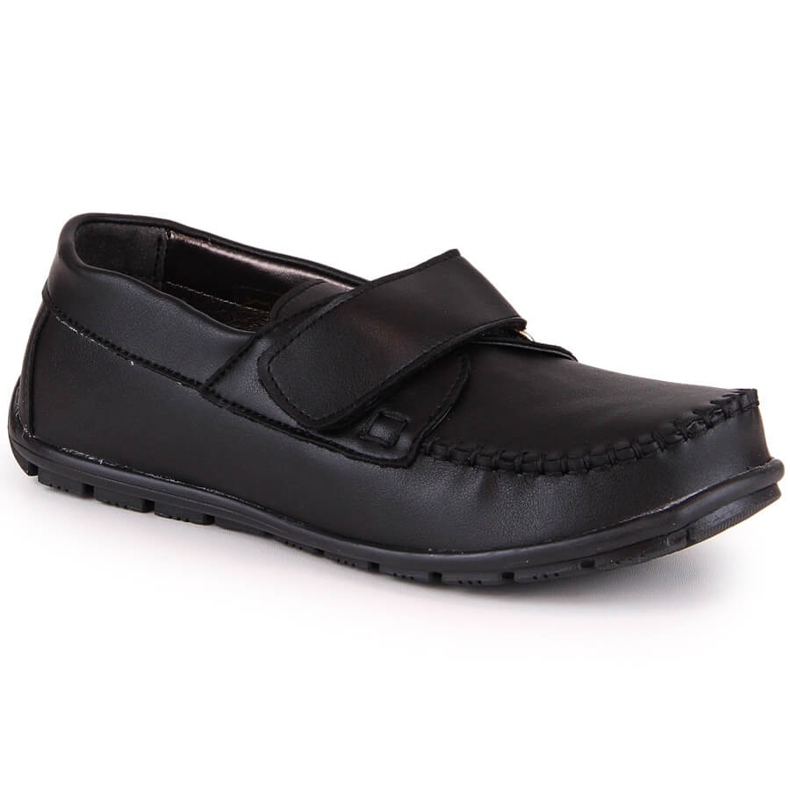Pantofi formali pentru baieti mocasini cu velcro negru Kornecki 6804