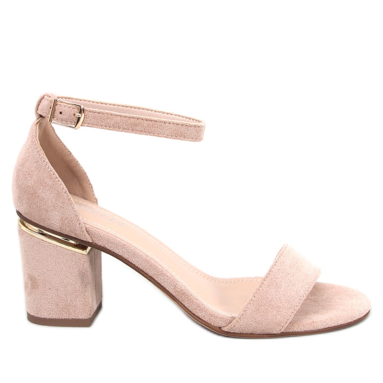 BM Sandale cu toc din piele intoarsa Dicarlo kaki bej