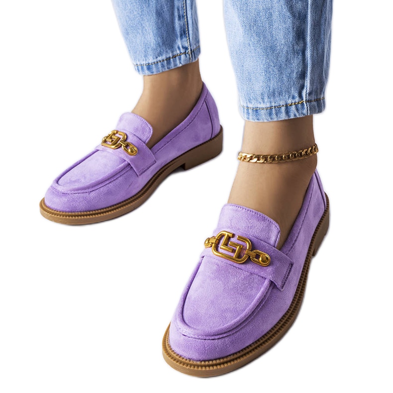 Mocasini eleganti mov cu impodobire Ouellet violet