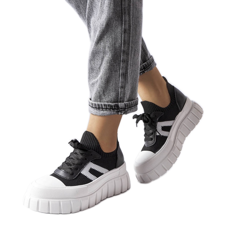 Tenisi negri cu platformă Charpentier negru