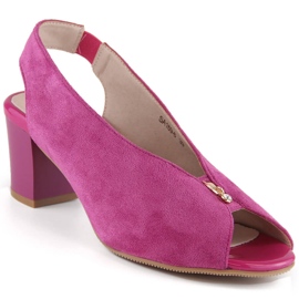 M. DASZYŃSKI Sandale de piele intoarsa pe un stalp cu slip-on fucsia M.Daszyński SA169-6 roz
