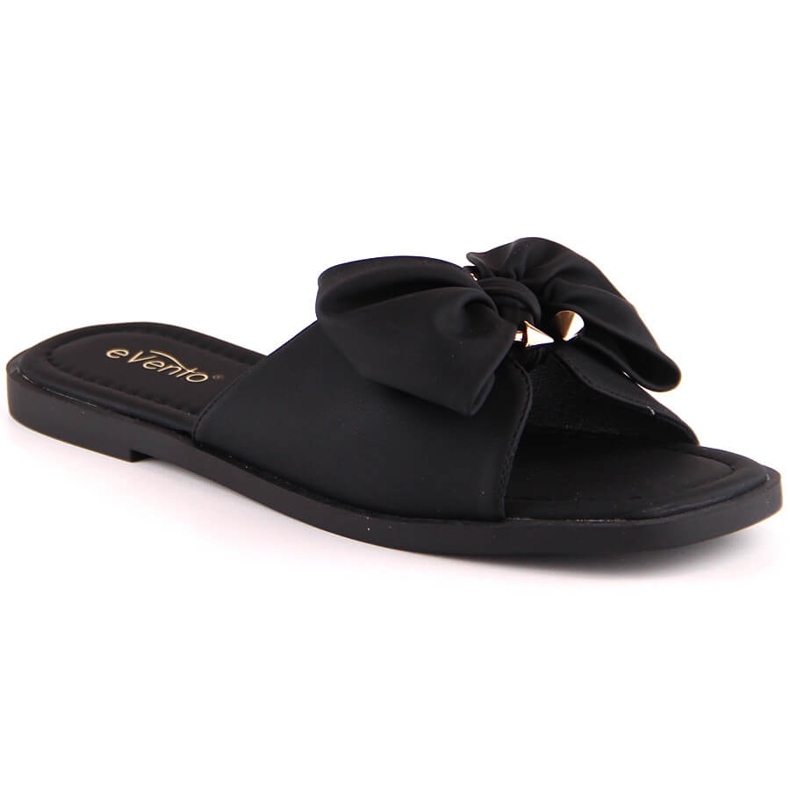 Papuci plati de dama cu fundita neagra eVento 5479 negru