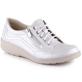 Pantofi cu pană de damă din piele argintie Helios 411 Pantofi cu pană de damă din piele argintie Helios 411