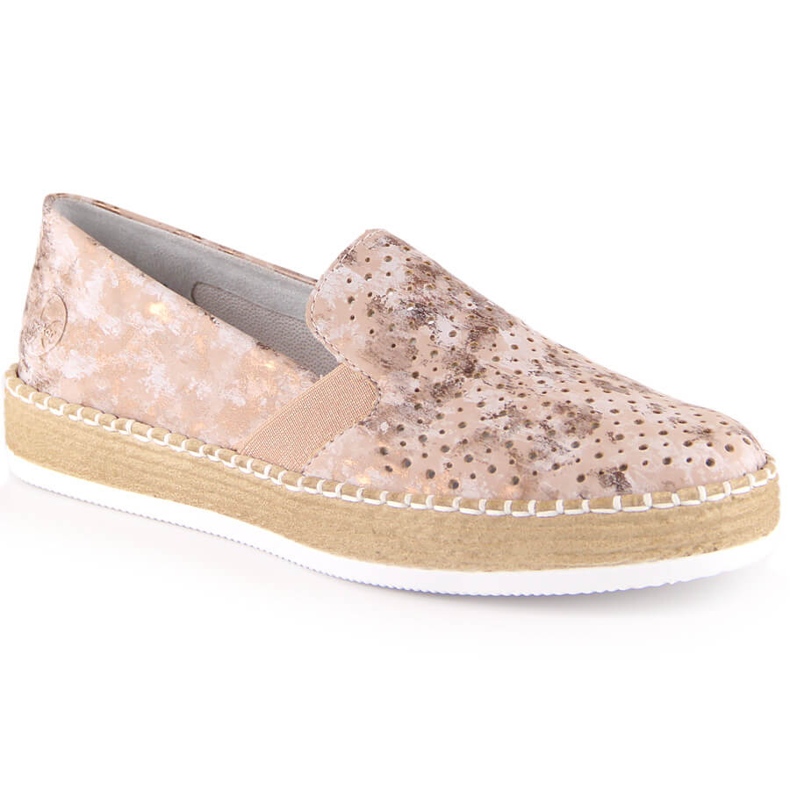 Pantofi de damă confortabili, ajurati, din aur roz Rieker L7852-31 de aur Pantofi de damă confortabili, ajurati, din aur roz Rieker L7852-31 de aur