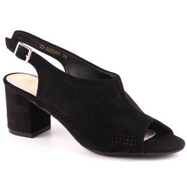 Sandale de damă ajurate din piele intoarsa neagra Potocki LE20003 negru Sandale de damă ajurate din piele intoarsa neagra Potocki LE20003 negru