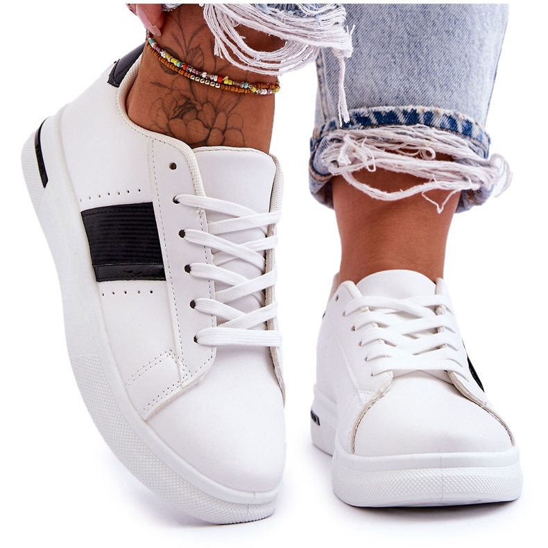 PG1 Pantofi Sport Dama Platforma Alb Si Negru Soris
