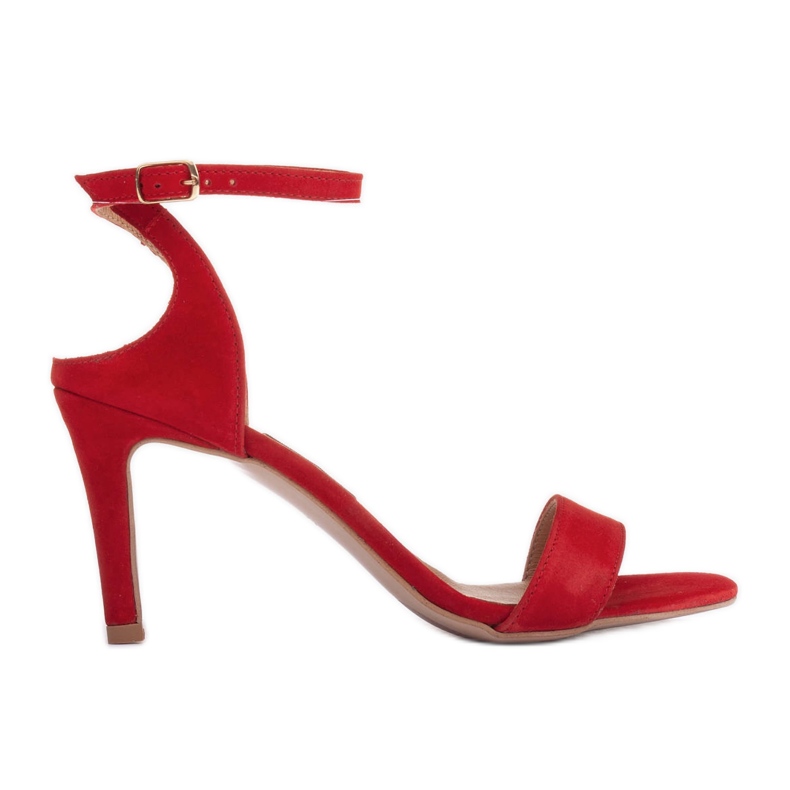 Marco Shoes Sandale elegante din piele intoarsa naturala roșu