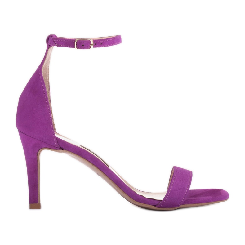 Marco Shoes Sandale elegante din piele intoarsa naturala violet