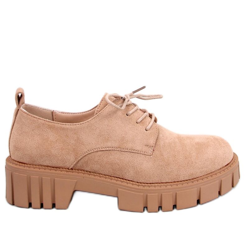 BM Mocasini Amparo Kaki din piele intoarsa cu platforma bej