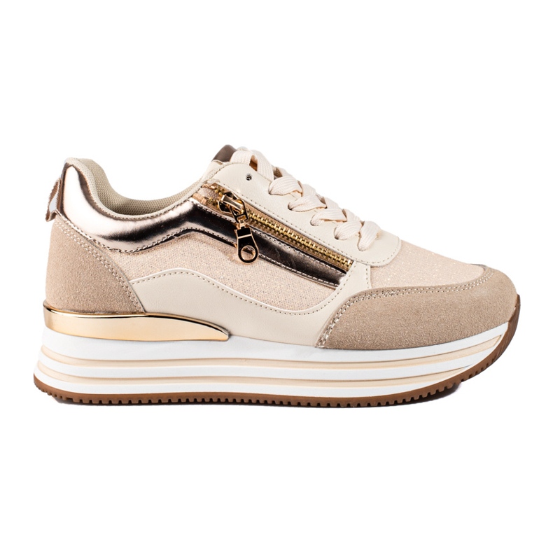 Adidași cu platformă bej și auriu de la Shelovet