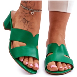 Joia Sandale clasice din piele cu toc mic Miley Green verde Joia Sandale clasice din piele cu toc mic Miley Green verde