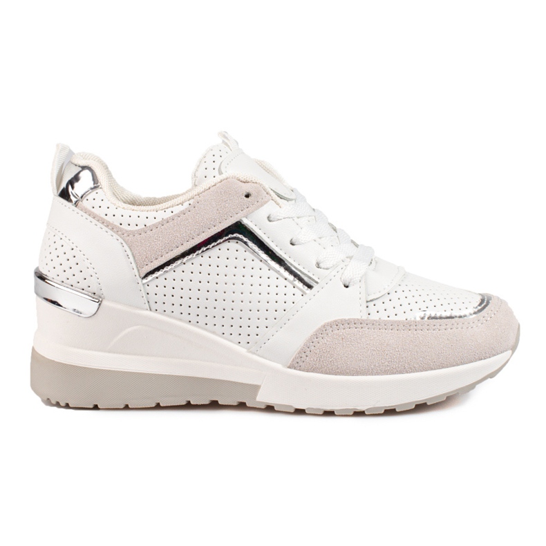 Tenisi albi de damă Shelovet cu pană