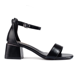 Sandale clasice negre cu toc mic de la Vinceza negru Sandale clasice negre cu toc mic de la Vinceza negru