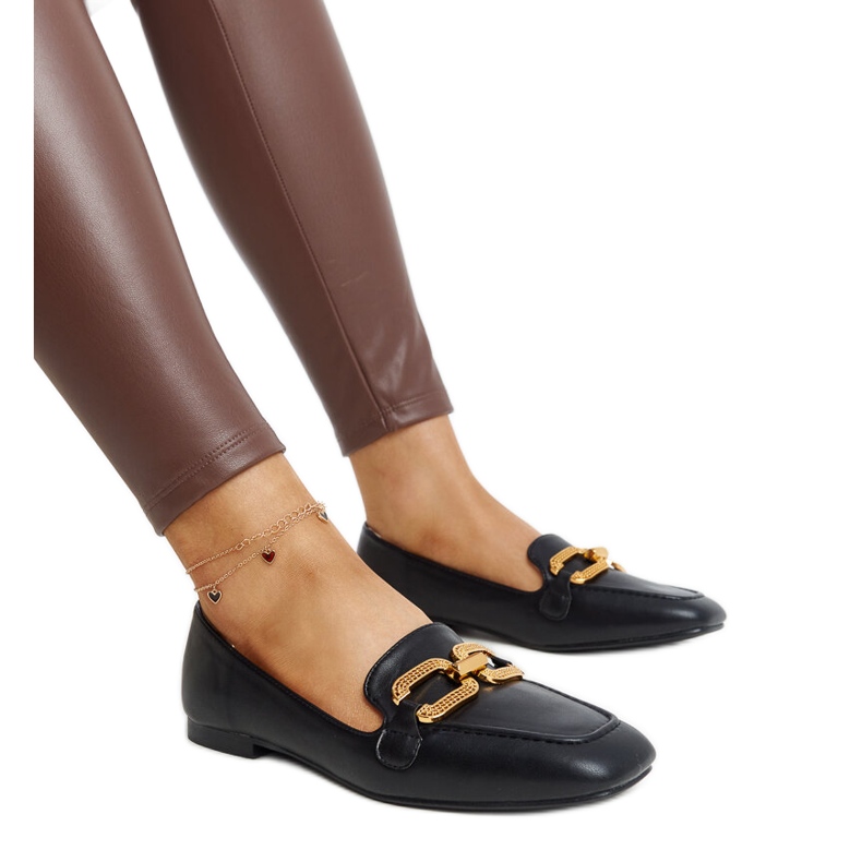 Mocasini negri cu cataramă de la Rousseau negru