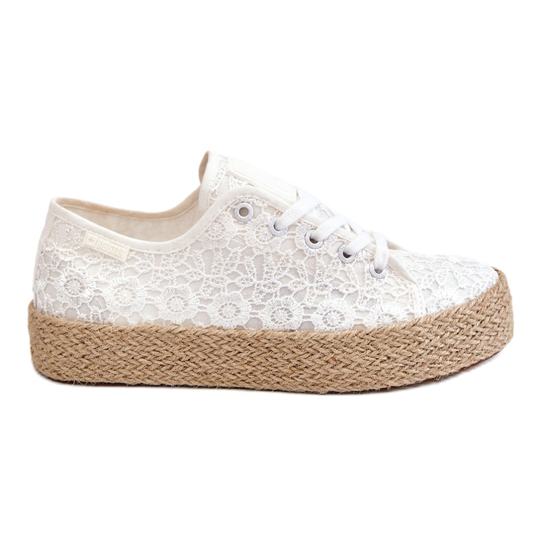 Pantofi de damă cu platformă împletită Big Star LL274199 alb
