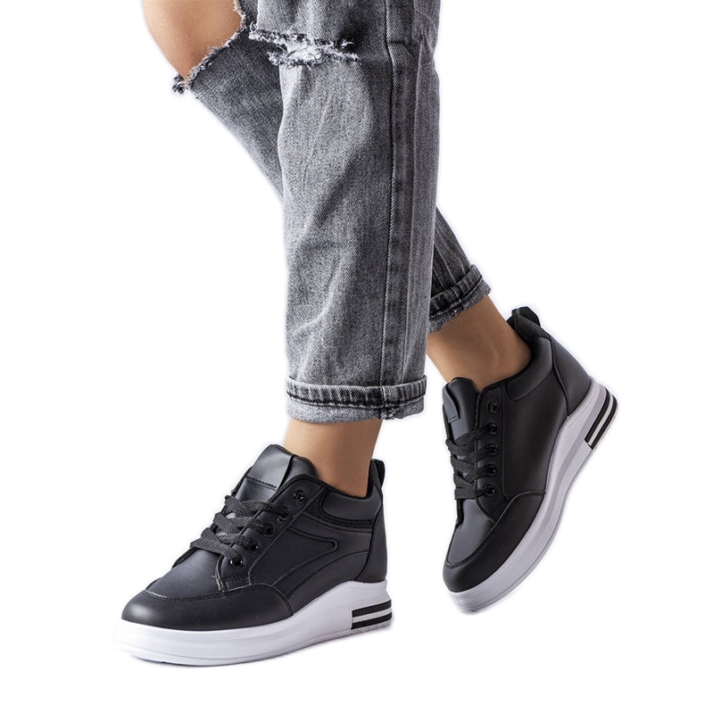 Tenisi Bonevil cu sclipici negre negru