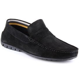 Mocasini barbati piele intoarsa neagra Filippo MP921 negru