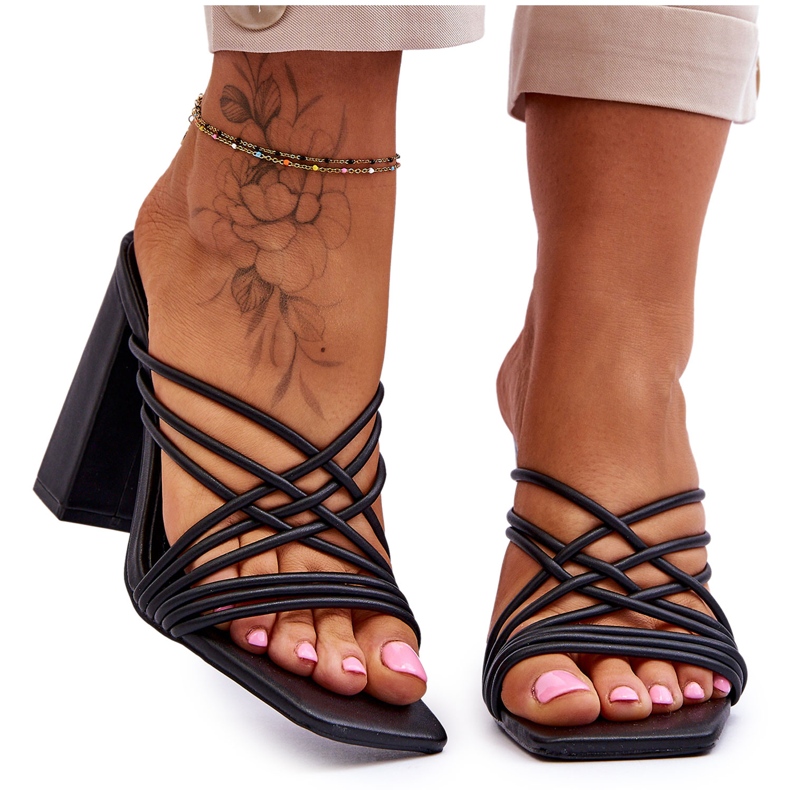 Sandale Toc Înalt Cu Bretele Negre Beckie negru