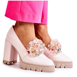 PA2 Pompe Elegante Cu Ornament Uni Roz Deschis Caterine