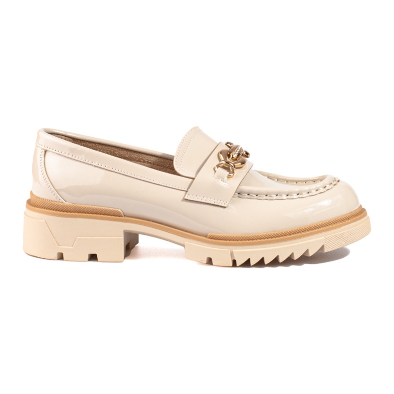 Brogue bej patentat cu o impodobire Shelovet aurie