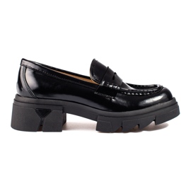Mocasini negri clasici cu platformă Shelovet negru Mocasini negri clasici cu platformă Shelovet negru