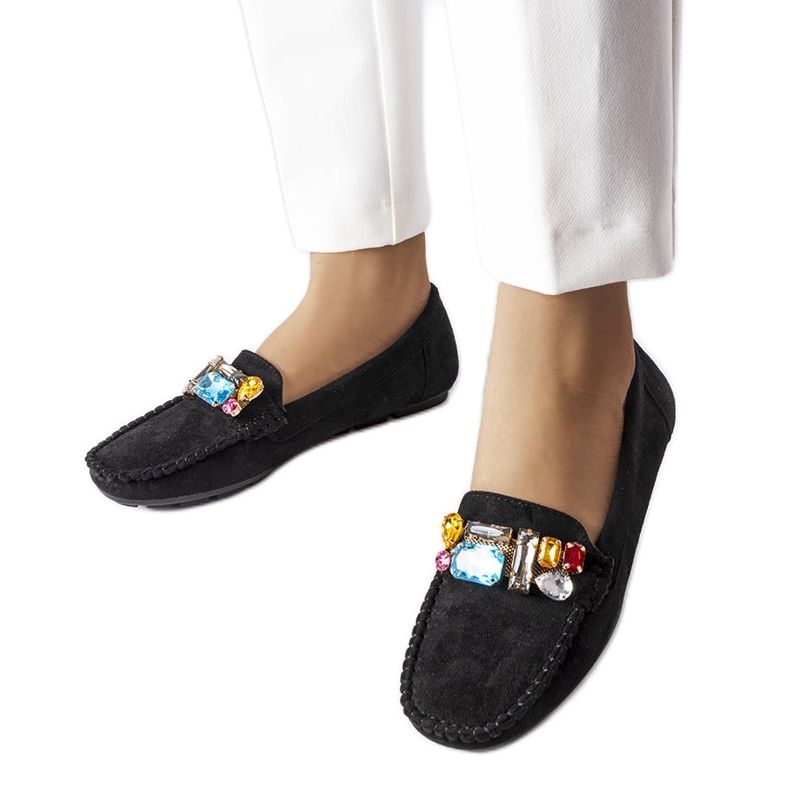 Mocasini negri cu branț din piele de la Bertrand negru