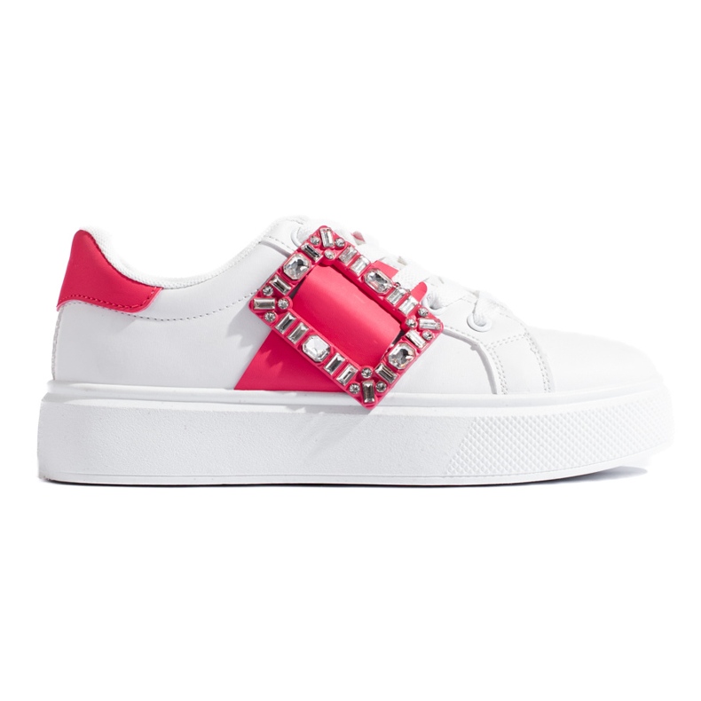 Tenisi albi de dama cu inserție Shelovet roz