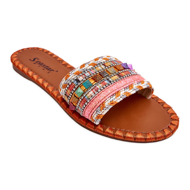 Papuci de damă Bellisa portocalii împodobiți portocale Papuci de damă Bellisa portocalii împodobiți portocale