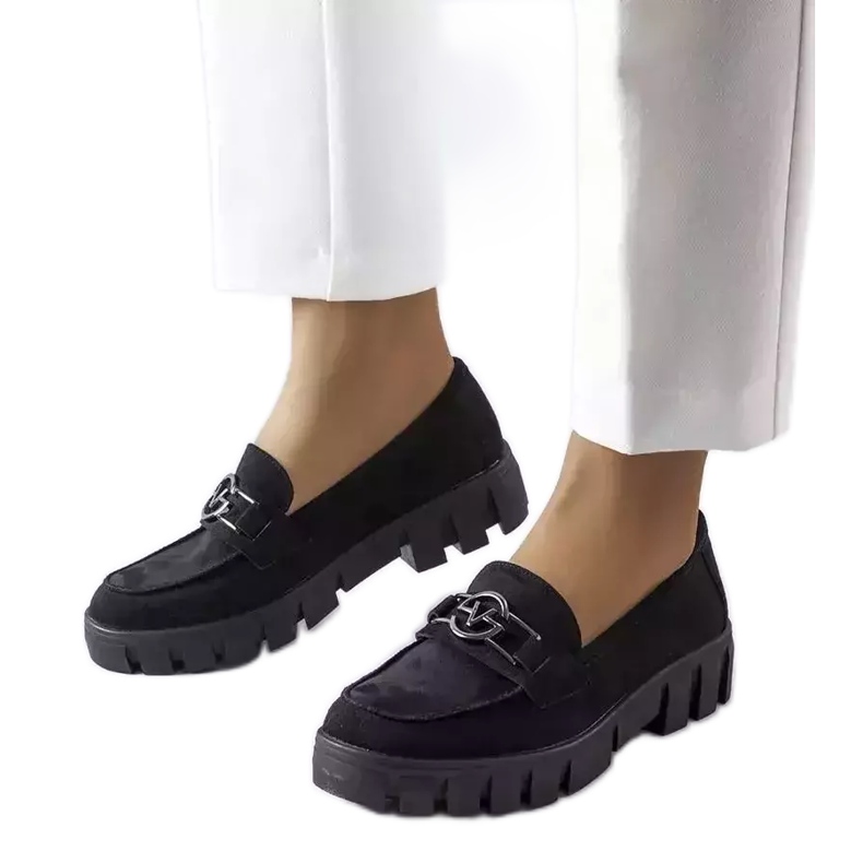 Venezia Mocasini negri din piele intoarsa ecologica de la Vinceza negru