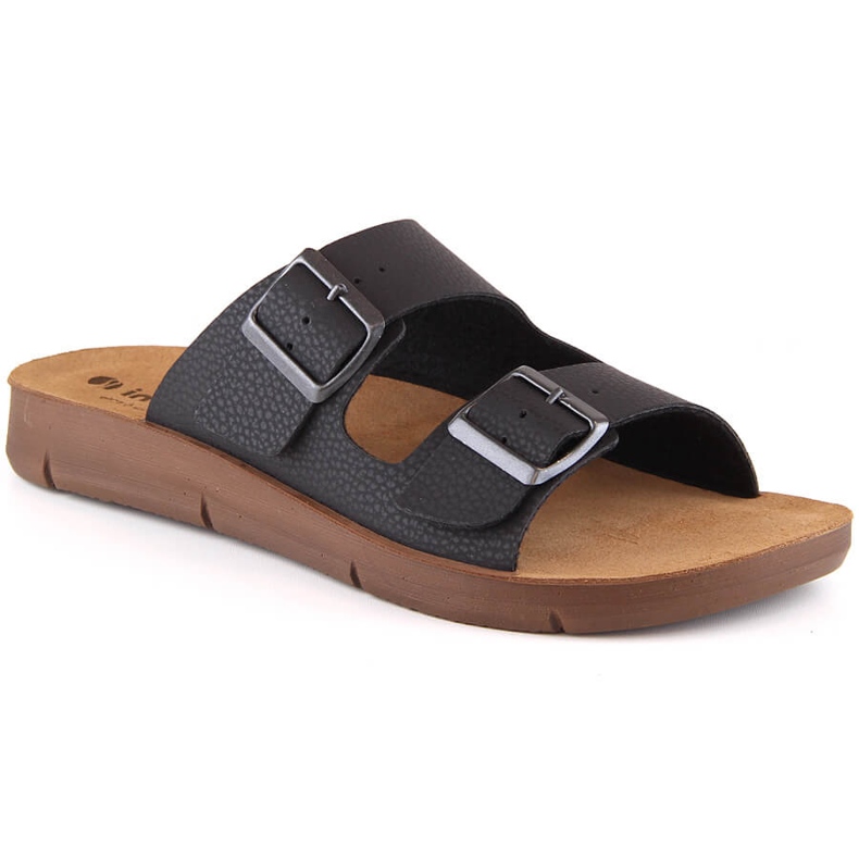 Papuci confortabili pentru bărbați cu catarame negre Inblu CM000028-014 negru