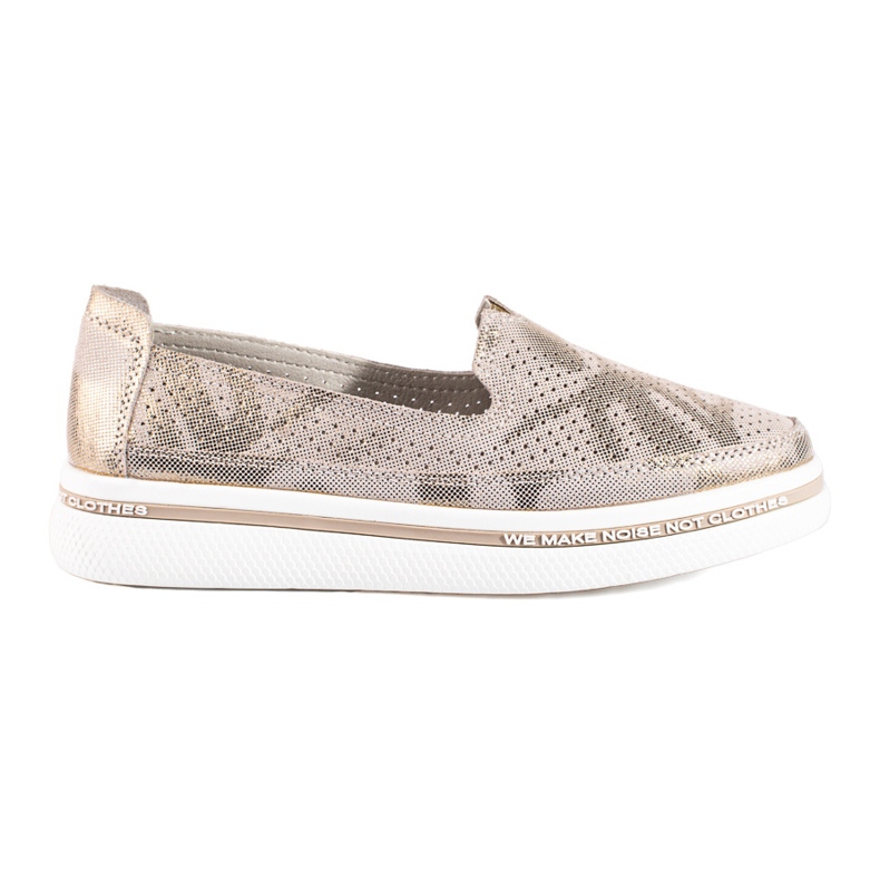 Pantofi ajurati din piele Shelovet aurii de aur