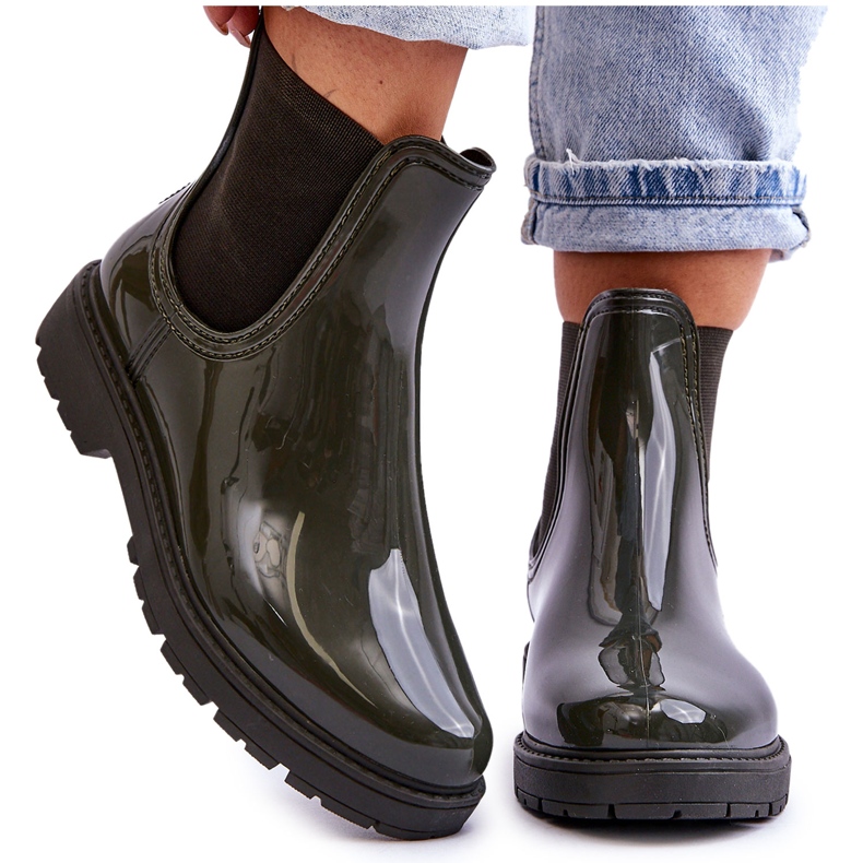 BM Cizme Chelsea Galoshes Slip On Larone Verde Inchis De Dama