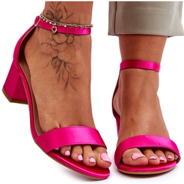 PG1 Sandale cu toc mic din satin Juliet fucsia roz PG1 Sandale cu toc mic din satin Juliet fucsia roz