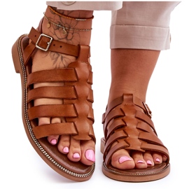 Lemar Sandale De Piele Cu Bretele Maro Lawren