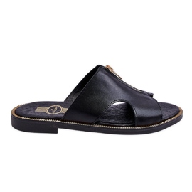 Lemar Papuci de damă cu fermoar decorativ Black Clarence negru Lemar Papuci de damă cu fermoar decorativ Black Clarence negru