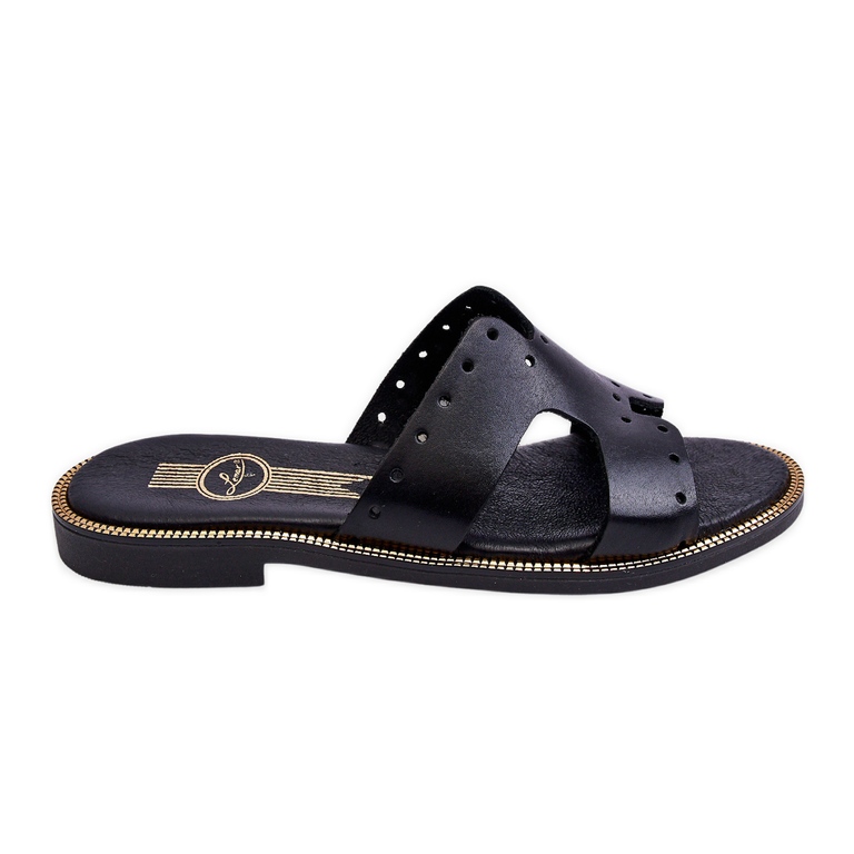 Lemar Papuci de damă cu decupaje decorative Emily negru Lemar Papuci de damă cu decupaje decorative Emily negru