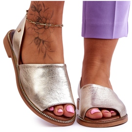 Zazoo Sandale cu slip-on din piele Alivia aurii de aur Zazoo Sandale cu slip-on din piele Alivia aurii de aur