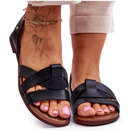 Zazoo Sandale confortabile din piele Kayla de culoare neagră negru