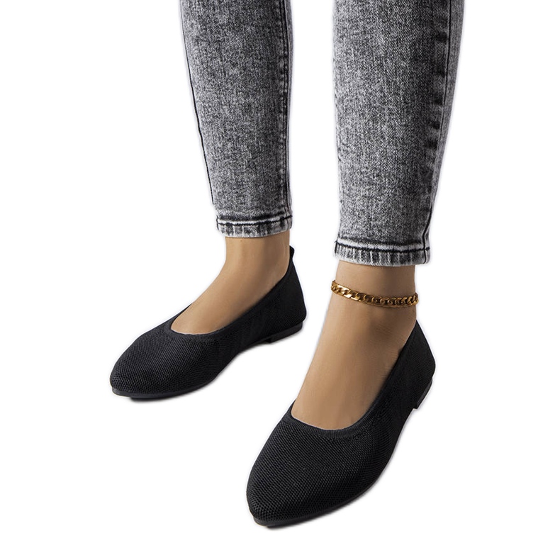 Balerini din material negru de la Drouin