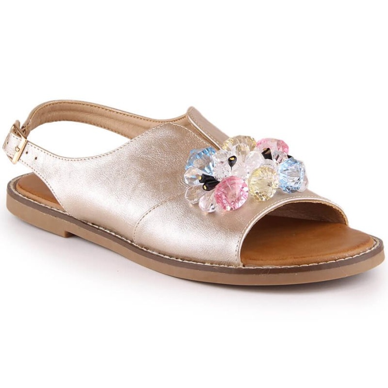 Sandale plate metalice cu cristale Vinceza W 17238 auriu de aur Sandale plate metalice cu cristale Vinceza W 17238 auriu de aur