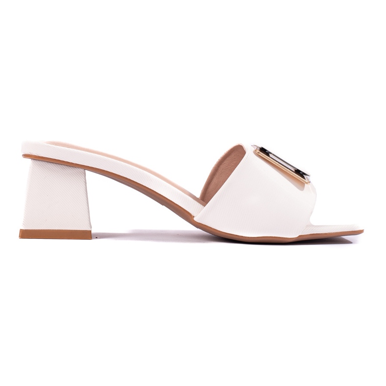 Papuci de damă cu toc mic Shelovet alb Papuci de damă cu toc mic Shelovet alb