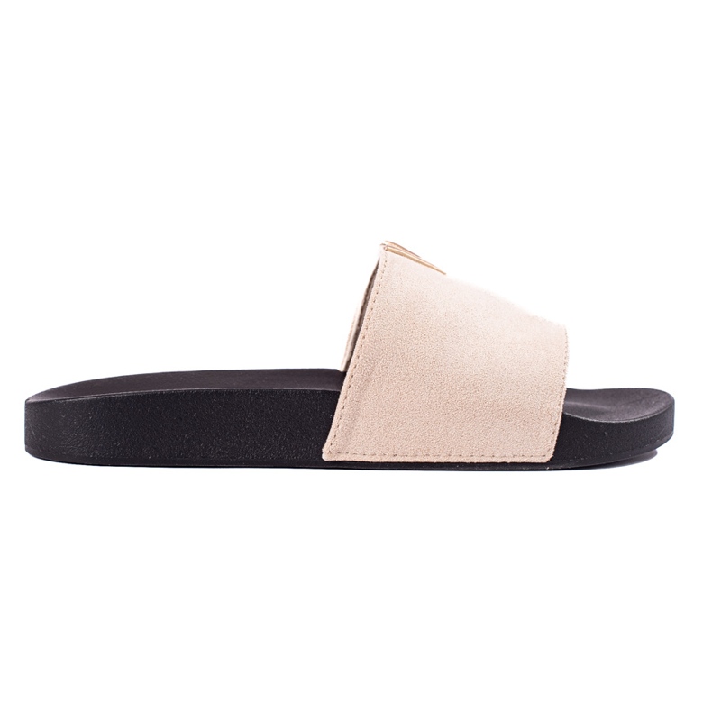 Papuci de damă din piele intoarsa bej de la Shelovet