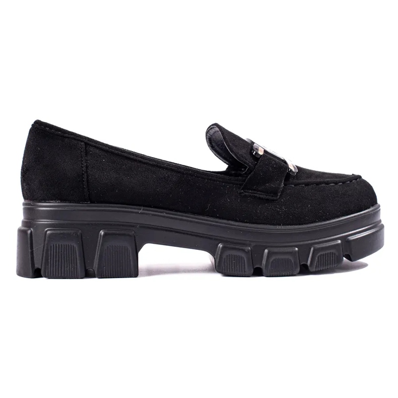 Mocasini negri din piele intoarsa pe platforma Shelovet negru