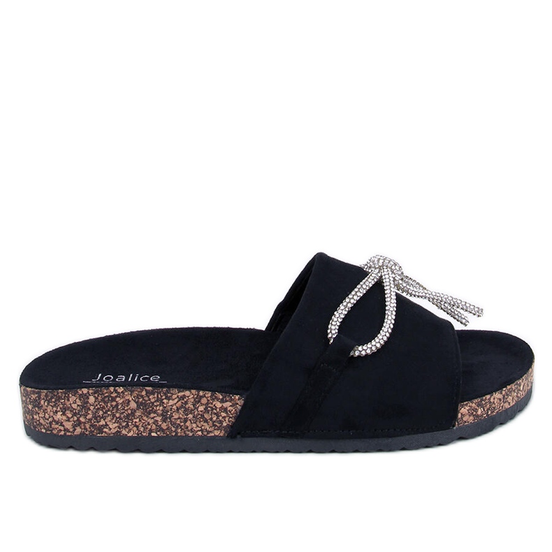 BM Tobogane din pluta cu strasuri Dietz Black negru